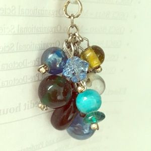 Multicolored Glass and Silver Cluster Pendant